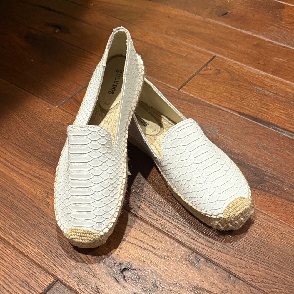 Soludos Cream Textured Espadrille Loafers